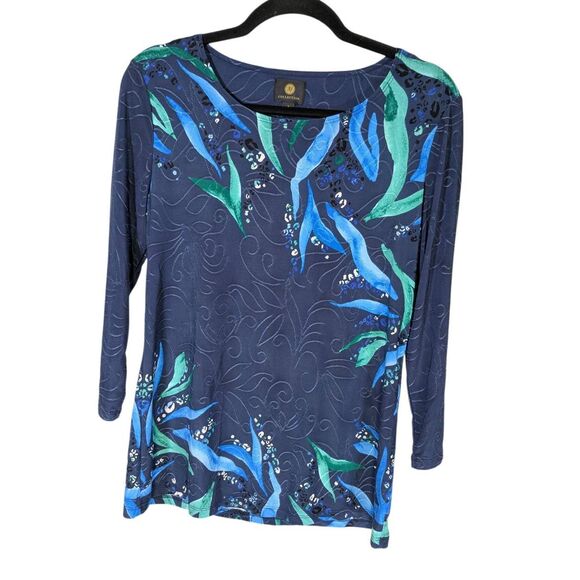 JM Collection 3/4-Sleeve Scoop-Neck Jacquard Top Women's Small - Picture 1 of 5